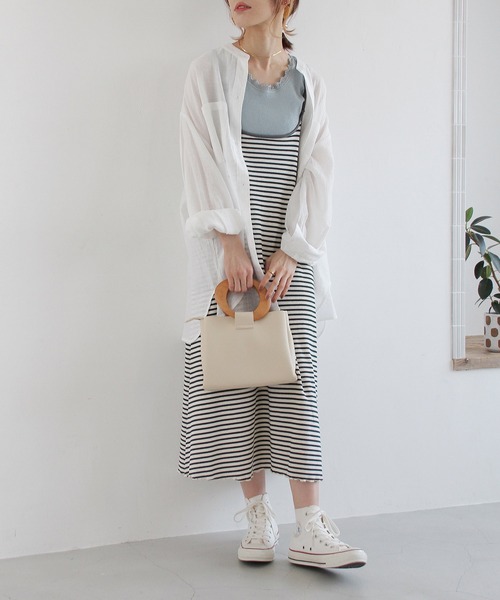 Crisp(クリスプ)の「ボーダーバイカラーキャミワンピース(ワンピース・レディース・ブラウン/グリーン/ネイビー・FREE)」の14枚目の写真