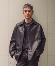 EDIFICE | ネイキッドラムレザー ワンピースカラーシャツ(ブルゾン)