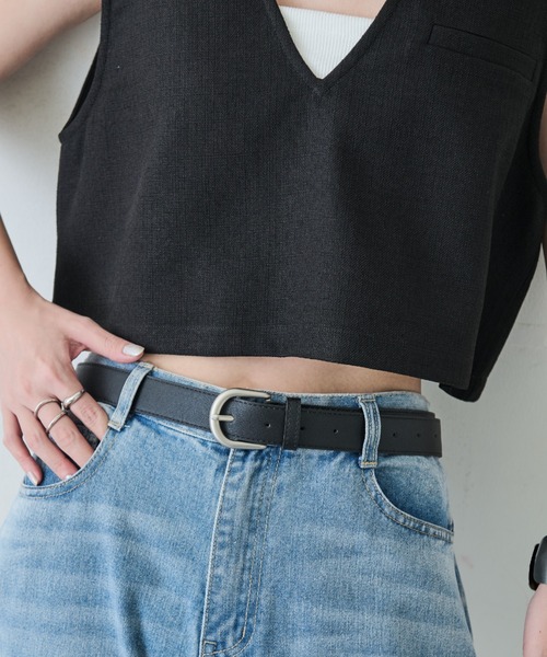 Aunt Marie's(アントマリーズ)の「ベーシックバックルベルト/30㎜(ベルト・レディース・ブラック・FREE)」の4枚目の写真