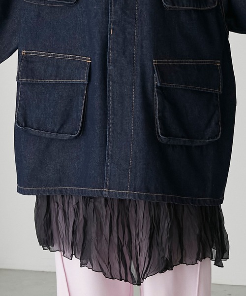 forksy.】オーバーサイズボリュームスリーブデニムファティーグ