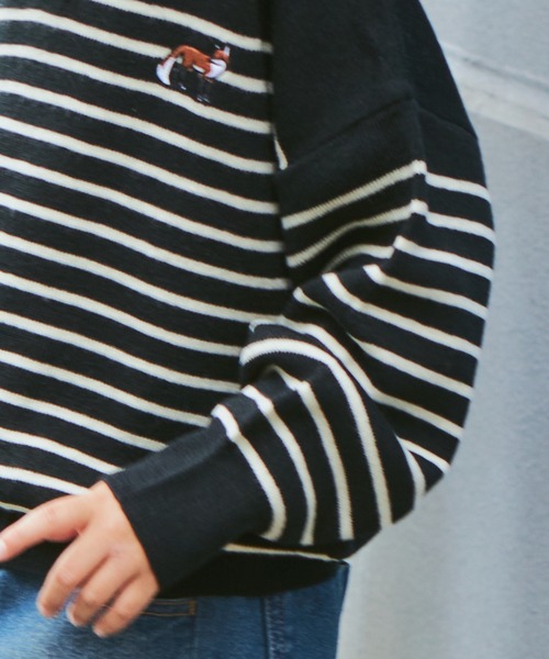 【AMIRI】パーカー ボーダー 長袖 ニット kaoyorinakami セーター ニット logo border knit / ロゴ