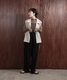no sleeve blend shirt vest / ノースリーブブレンドシャツベスト