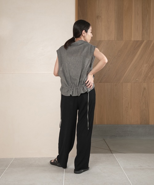 lawgy(ラウジー)の「no sleeve blend shirt vest / ノースリーブブレンドシャツベスト(ベスト・レディース・ベージュ/グレー・FREE)」の19枚目の写真
