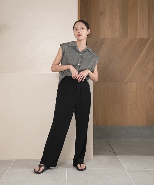 lawgy(ラウジー)の「no sleeve blend shirt vest / ノースリーブブレンドシャツベスト(ベスト・レディース・ベージュ/グレー・FREE)」の17枚目の写真