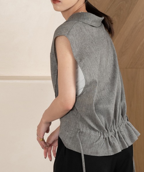 lawgy(ラウジー)の「no sleeve blend shirt vest / ノースリーブブレンドシャツベスト(ベスト・レディース・ベージュ/グレー・FREE)」の20枚目の写真