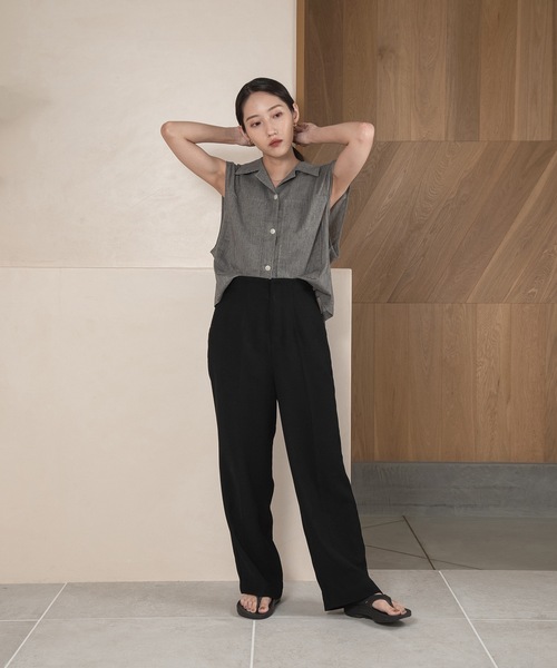 lawgy(ラウジー)の「no sleeve blend shirt vest / ノースリーブブレンドシャツベスト(ベスト・レディース・ベージュ/グレー・FREE)」の18枚目の写真