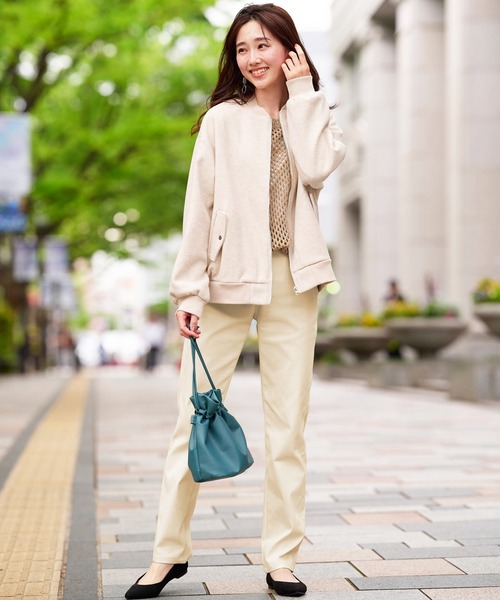 セール】静電防止蓄熱綿サテンカラーパンツ股下74cm（その他パンツ