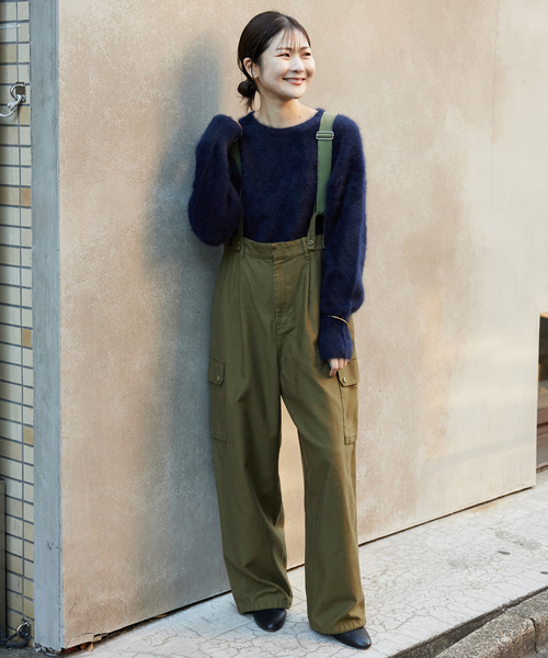 SLOBE IENA(スローブイエナ)の「サスペンダーカーゴ(サロペット/オーバーオール・レディース・カーキ/アイボリー・38/36)」の10枚目の写真