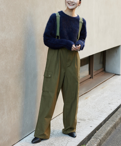 SLOBE IENA(スローブイエナ)の「サスペンダーカーゴ(サロペット/オーバーオール・レディース・カーキ/アイボリー・38/36)」の12枚目の写真