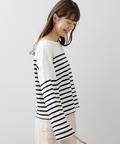 URBAN RESEARCH Sonny Label（アーバンリサーチサニーレーベル）の「パネルボーダールーズプルオーバー（Tシャツ/カットソー・レディース・ネイビー/オフホワイト/ホワイト系その他・FREE）」の14枚目の写真