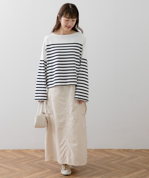 URBAN RESEARCH Sonny Label（アーバンリサーチサニーレーベル）の「パネルボーダールーズプルオーバー（Tシャツ/カットソー・レディース・ネイビー/オフホワイト/ホワイト系その他・FREE）」の4枚目の写真