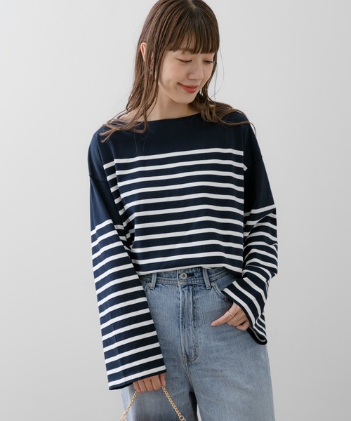 URBAN RESEARCH Sonny Label（アーバンリサーチサニーレーベル）の「パネルボーダールーズプルオーバー（Tシャツ/カットソー・レディース・ネイビー/オフホワイト/ホワイト系その他・FREE）」の11枚目の写真
