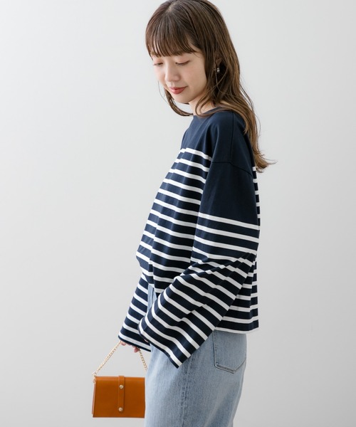 URBAN RESEARCH Sonny Label（アーバンリサーチサニーレーベル）の「パネルボーダールーズプルオーバー（Tシャツ/カットソー・レディース・ネイビー/オフホワイト/ホワイト系その他・FREE）」の6枚目の写真