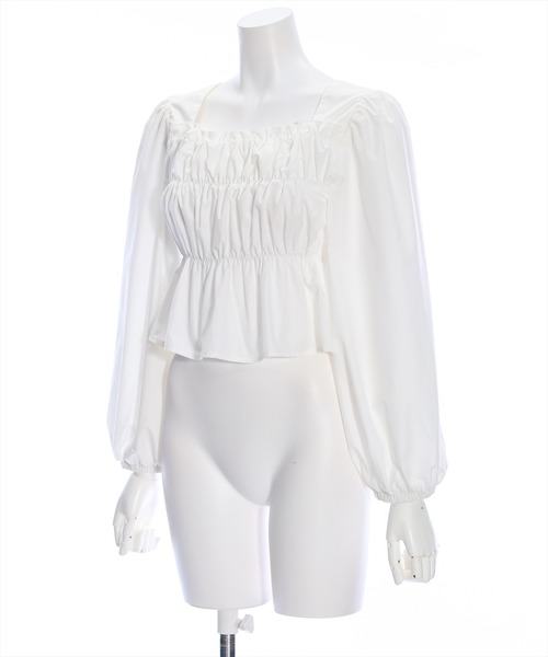 clear（クリア）の「スクエアネックシャーリングブラウス（シャツ/ブラウス・レディース・オフホワイト/ベージュ/ブラック/ブルーグレー・F）」の5枚目の写真