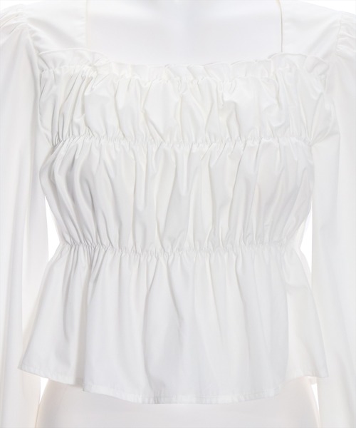 こつぶページ セール】スクエアネックシャーリングブラウス（シャツ/ブラウス