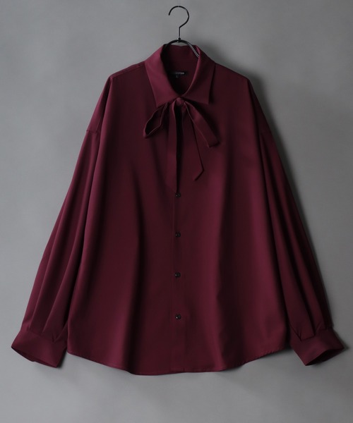 SITRY(シトリー)の「wide balloon shirt with tie/ネクタイ付き ワイド バルーンシャツ(シャツ/ブラウス・メンズ・ブラック/ホワイト/ワイン・L/M)」の9枚目の写真