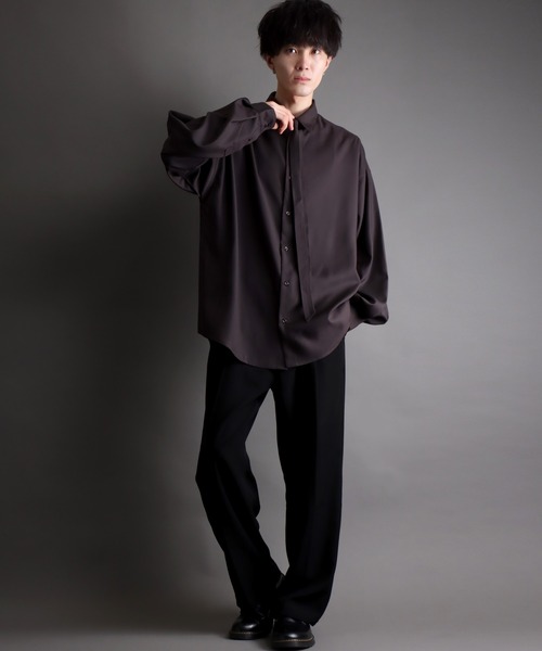 SITRY(シトリー)の「wide balloon shirt with tie/ネクタイ付き ワイド バルーンシャツ(シャツ/ブラウス・メンズ・ブラック/ホワイト/ワイン・L/M)」の16枚目の写真