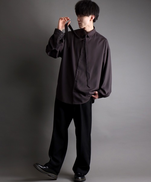 SITRY(シトリー)の「wide balloon shirt with tie/ネクタイ付き ワイド バルーンシャツ(シャツ/ブラウス・メンズ・ブラック/ホワイト/ワイン・L/M)」の17枚目の写真
