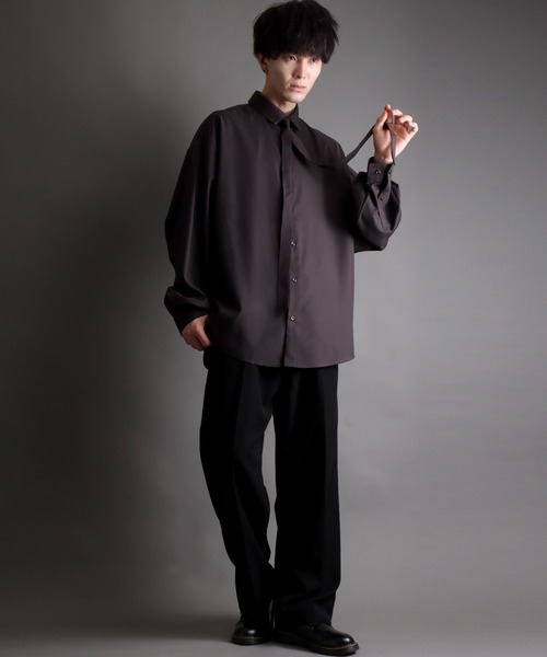 SITRY(シトリー)の「wide balloon shirt with tie/ネクタイ付き ワイド バルーンシャツ(シャツ/ブラウス・メンズ・ブラック/ホワイト/ワイン・L/M)」の18枚目の写真