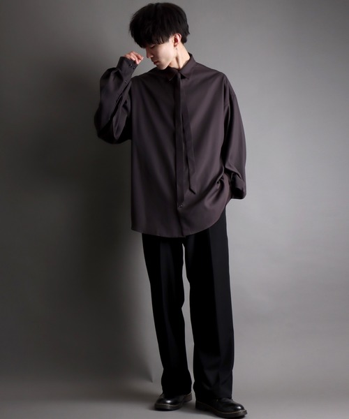 SITRY(シトリー)の「wide balloon shirt with tie/ネクタイ付き ワイド バルーンシャツ(シャツ/ブラウス・メンズ・ブラック/ホワイト/ワイン・L/M)」の19枚目の写真