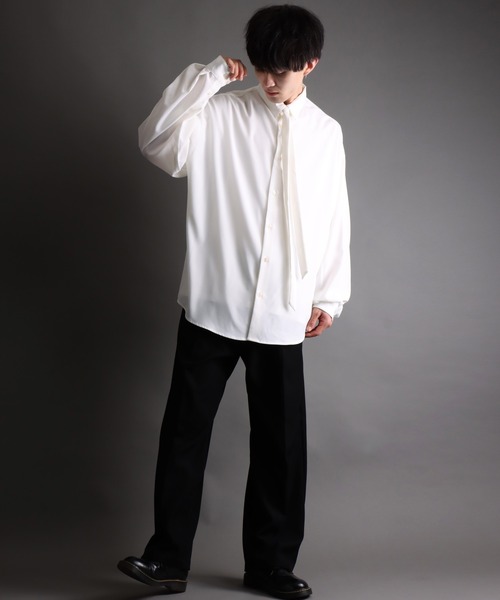 SITRY(シトリー)の「wide balloon shirt with tie/ネクタイ付き ワイド バルーンシャツ(シャツ/ブラウス・メンズ・ブラック/ホワイト/ワイン・L/M)」の21枚目の写真