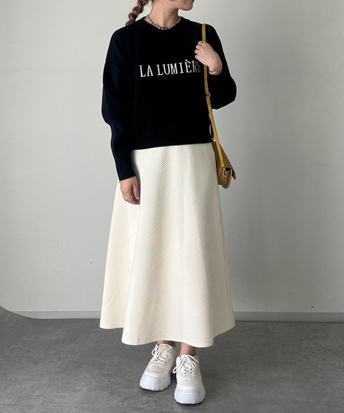 un dix cors（アンディコール）の「ふくれジャガードスカート（スカート・レディース・ブラック/オフホワイト・FREE）」の4枚目の写真