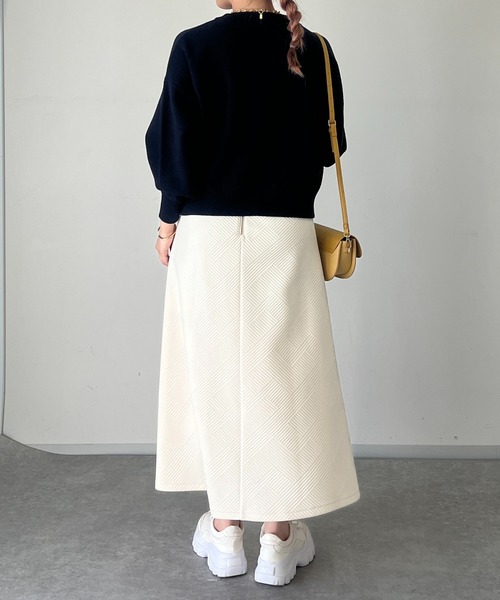 un dix cors（アンディコール）の「ふくれジャガードスカート（スカート・レディース・ブラック/オフホワイト・FREE）」の3枚目の写真