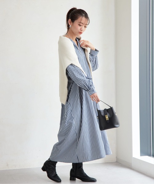 Chez toi（シェトワ）の「ボリュームスリーブロングワンピース（ワンピース・レディース・ネイビー/ブラック/レッド・FREE）」の5枚目の写真