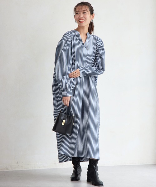 Chez toi（シェトワ）の「ボリュームスリーブロングワンピース（ワンピース・レディース・ネイビー/ブラック/レッド・FREE）」の6枚目の写真