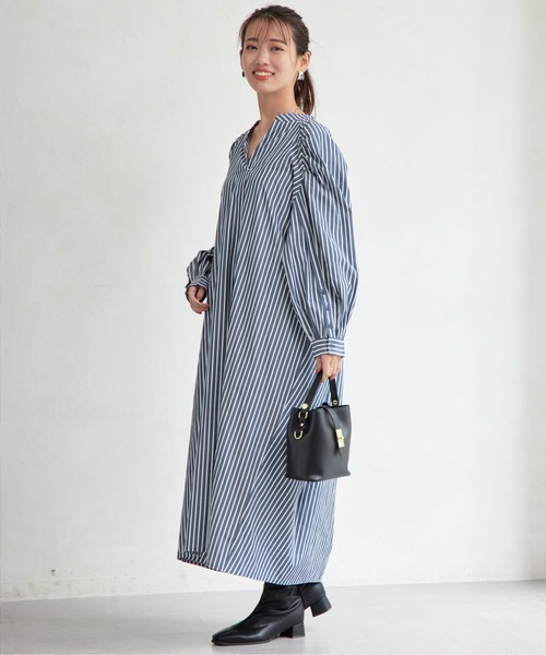 Chez toi（シェトワ）の「ボリュームスリーブロングワンピース（ワンピース・レディース・ネイビー/ブラック/レッド・FREE）」の7枚目の写真