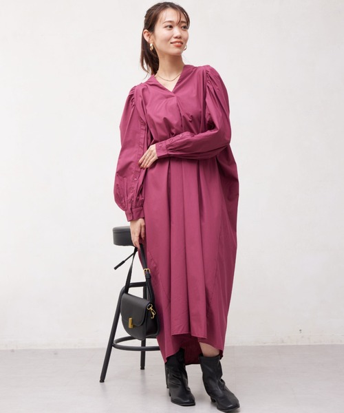 Chez toi（シェトワ）の「ボリュームスリーブロングワンピース（ワンピース・レディース・ネイビー/ブラック/レッド・FREE）」の22枚目の写真