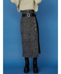 MURUA | フェイクレザーパーツツイードスカート(スカート)