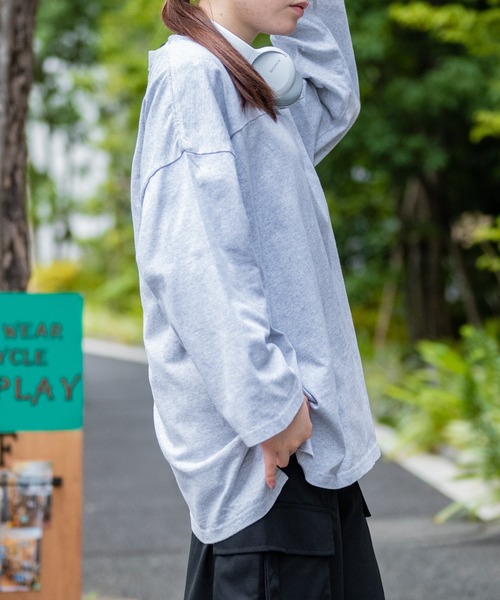 Goodwear(グッドウェア)の「【h】〔Goodwear〕USAコットン 切替7分袖 FOOTBALL BIG TEE(Tシャツ/カットソー・メンズ・グレイッシュベージュ/グレイッシュブルー/ペールイエロー/杢グレー/ブラック/チャコールグレー/ネイビー/ホワイト・MEDIUM/X-LARGE/LARGE)」の21枚目の写真