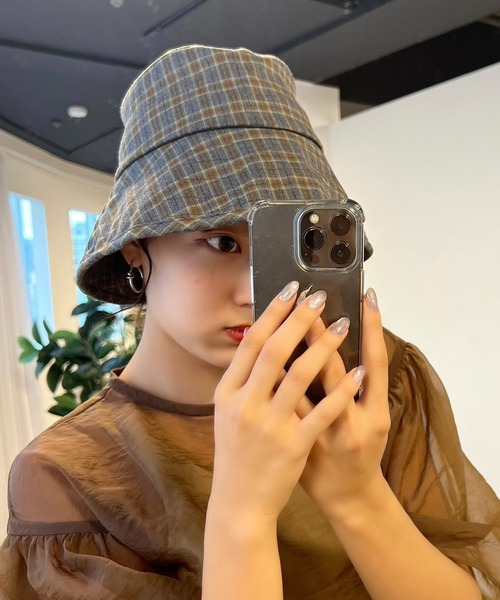 VICKY（ビッキー）の「【KOREAN ITEM】チェックバケットハット（ハット・レディース・グレー系その他/ブラウン系その他・FREE）」の2枚目の写真