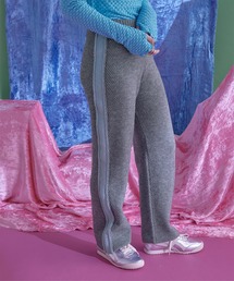 アルパカタッチ配色サイドラインニットパンツ