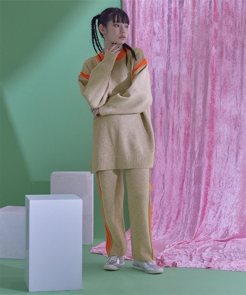 miette(ミエット)の「アルパカタッチ配色サイドラインニットパンツ(その他パンツ・レディース・グレー/ネイビー/ベージュ・FREE)」の7枚目の写真