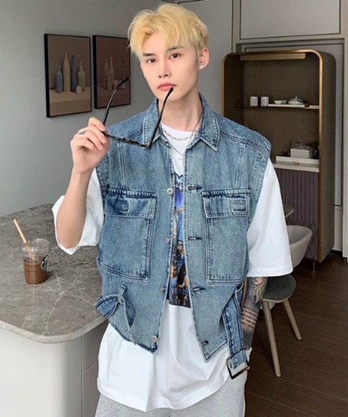 BENDER TOKYO（ベンダートウキョウ）の「【BENDER TOKYO】オーバーサイズ デニムベスト（ベスト・メンズ・ブルー/ブラック・L/M）」の11枚目の写真