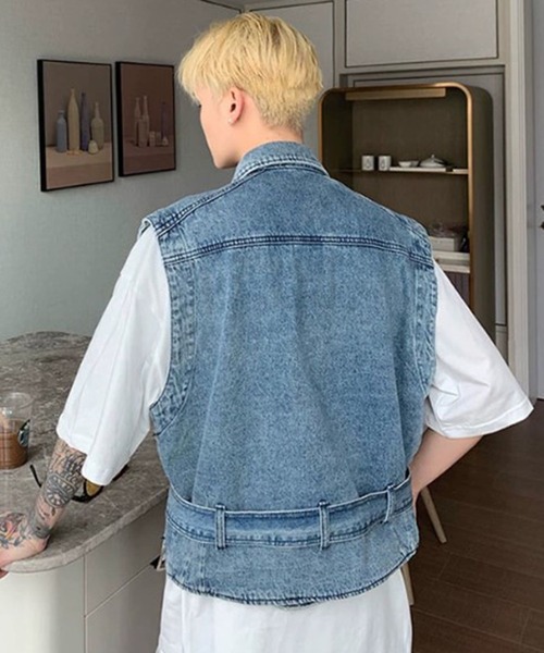 BENDER TOKYO（ベンダートウキョウ）の「【BENDER TOKYO】オーバーサイズ デニムベスト（ベスト・メンズ・ブルー/ブラック・L/M）」の13枚目の写真
