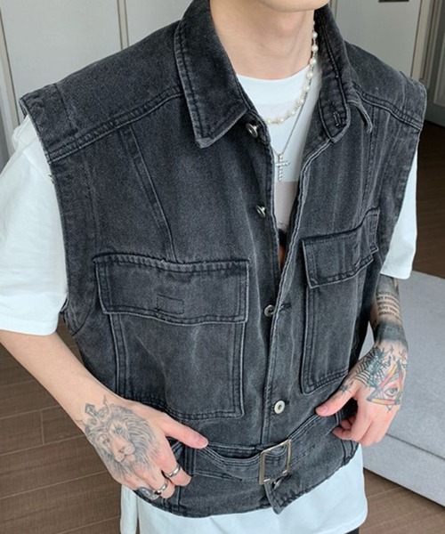 BENDER TOKYO（ベンダートウキョウ）の「【BENDER TOKYO】オーバーサイズ デニムベスト（ベスト・メンズ・ブルー/ブラック・L/M）」の20枚目の写真