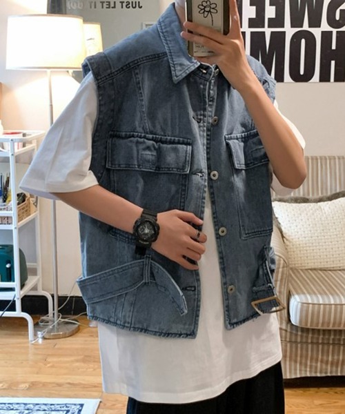 BENDER TOKYO（ベンダートウキョウ）の「【BENDER TOKYO】オーバーサイズ デニムベスト（ベスト・メンズ・ブルー/ブラック・L/M）」の15枚目の写真