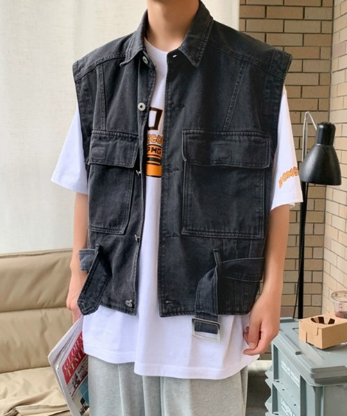 BENDER TOKYO（ベンダートウキョウ）の「【BENDER TOKYO】オーバーサイズ デニムベスト（ベスト・メンズ・ブルー/ブラック・L/M）」の10枚目の写真
