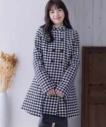 clear | ミドル丈ダブルボタンコート[低身長用サイズ有](ノーカラーコート)