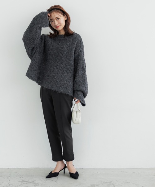 coca(coca)(コカ)の「裏起毛裾スリットテーパードパンツ(スラックス・レディース・ブラック・L/M)」の6枚目の写真
