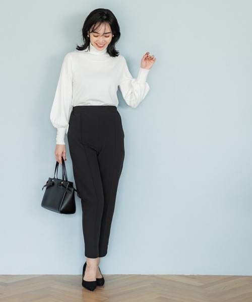 coca(coca)(コカ)の「裏起毛裾スリットテーパードパンツ(スラックス・レディース・ブラック・L/M)」の2枚目の写真