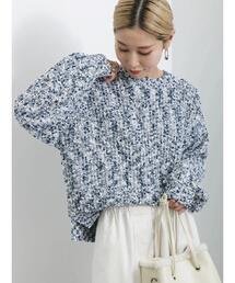 Samansa Mos2 blue | ◎ポコポコヤーンニットプルオーバー(ニット/セーター)