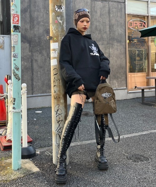 Basic Pleasure Mode（ベーシックプレジャーモード）の「ストリートファッション Y2Kファッション Basic Pleasure Mode ベーシックプレジャーモード MUTANT BACKPACK バッグ リュック バックパック ミニバッグ ミニリュック 肩掛けバッグ ファッション小物（バックパック/リュック・レディース・カーキ・ONE SIZE）」の13枚目の写真