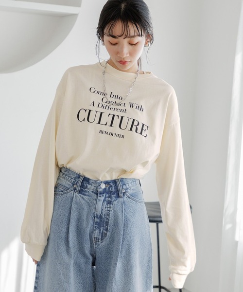 LOWRYS FARM(ローリーズファーム)の「spaceカコウプリントLS 992837(Tシャツ/カットソー・レディース・ホワイト/ホワイト系その他/チャコールグレー/グレー・FREE)」の2枚目の写真