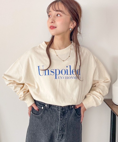 LOWRYS FARM(ローリーズファーム)の「spaceカコウプリントLS 992837(Tシャツ/カットソー・レディース・ホワイト/ホワイト系その他/チャコールグレー/グレー・FREE)」の10枚目の写真