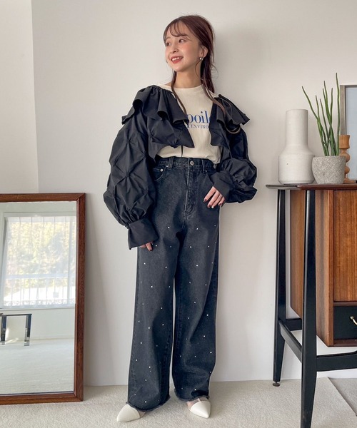 LOWRYS FARM(ローリーズファーム)の「spaceカコウプリントLS 992837(Tシャツ/カットソー・レディース・ホワイト/ホワイト系その他/チャコールグレー/グレー・FREE)」の12枚目の写真