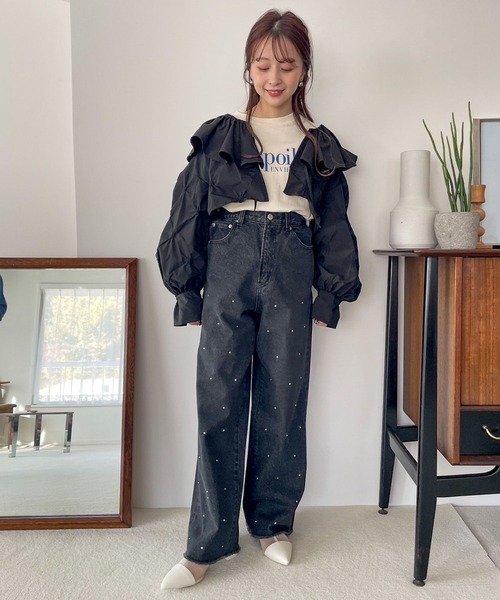 LOWRYS FARM(ローリーズファーム)の「spaceカコウプリントLS 992837(Tシャツ/カットソー・レディース・ホワイト/ホワイト系その他/チャコールグレー/グレー・FREE)」の13枚目の写真